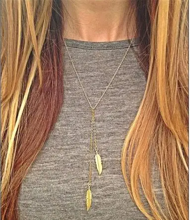 2018 Горячая Мода сплав цинка цепь бар слой ожерелье повседневные бусы лист