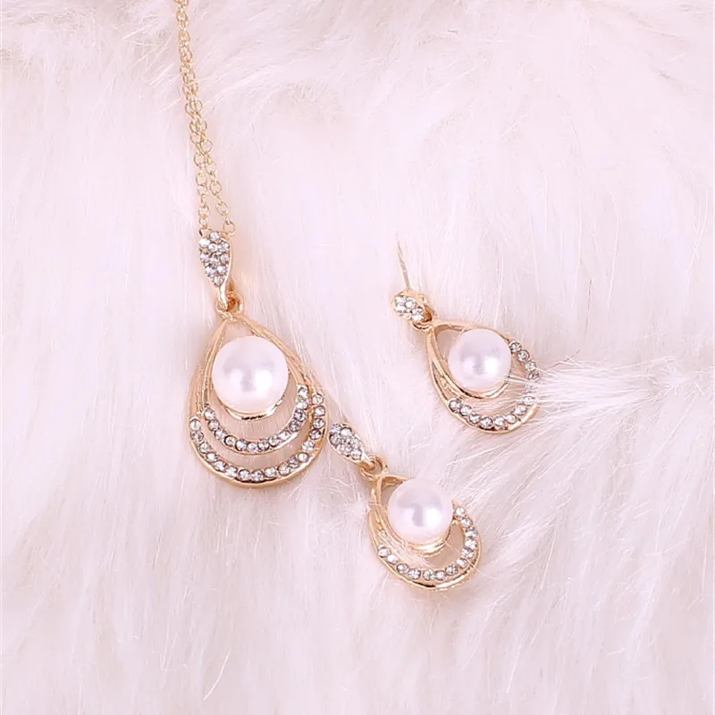 2018 новый комплект украшений жемчужное ожерелье в форме капли воды