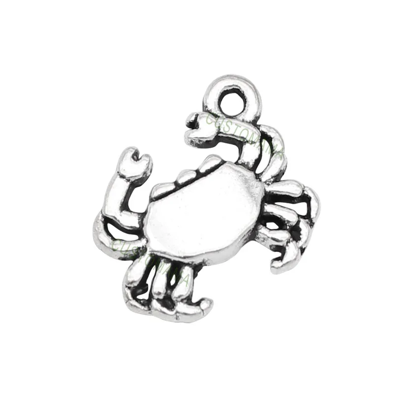 

70pcs-Antique Tibetan Silver Crab Charms Pendant 16x15mm