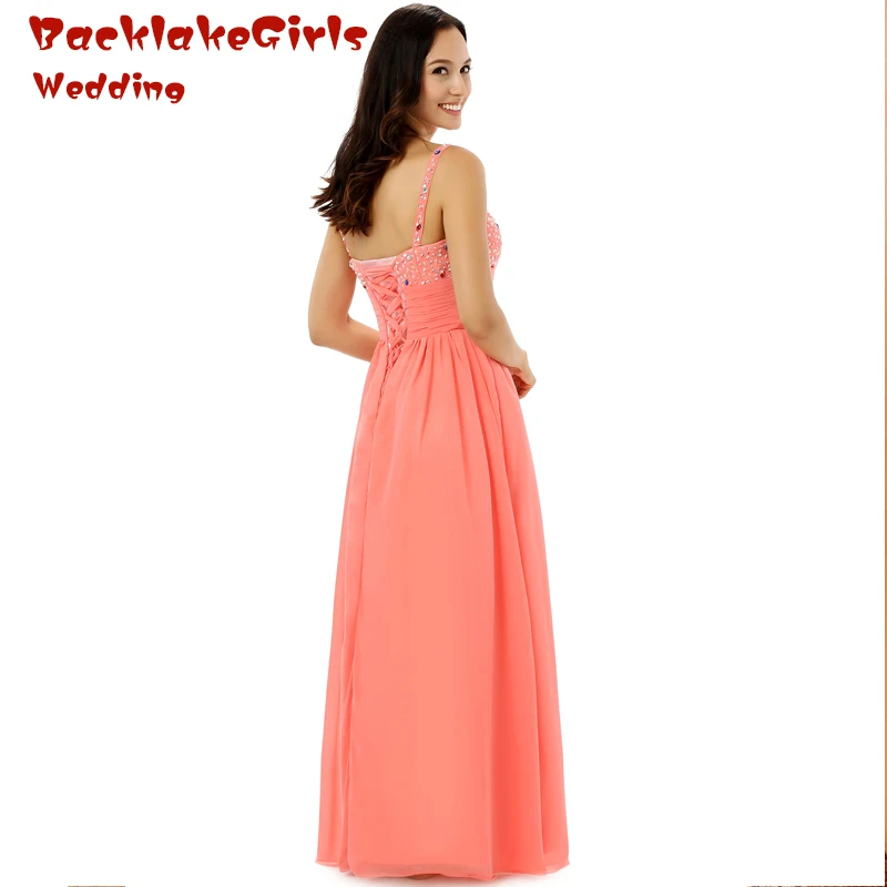 Новое Прибытие Длиной до пола 2017 Милая Элегантный Шифон Кристалл Бисером на