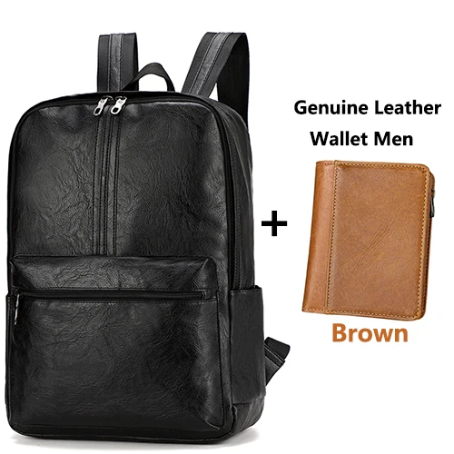 BLACK And Brown W 15,6 дюймовый рюкзак для ноутбука, мужской модный кожаный водонепроницаемый рюкзак для путешествий с защитой от кражи, школьные рюкзаки, мужской женский рюкзак, новинка - Цвет: BLACK And Brown W