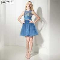 janevini elegant blue short homecoming dresses with crystal blingbling beaded women formal occasion dresses abiti in tulle 2019