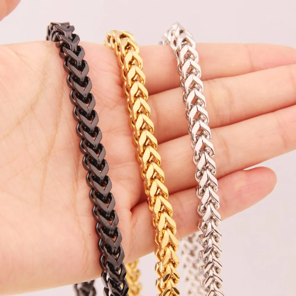 6MM New Arrive Stainless Steel Silver Color/Golden/Black/Rose Golden Lobster Buckle Figaro Wheat Chain Men's Women's Necklace |