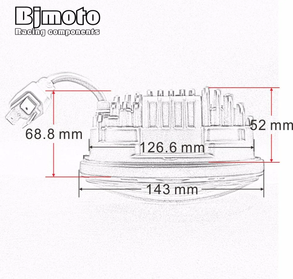 BJMOTO мотоцикл 5,7" круглый черный светодиодный налобный фонарь 5 3/4 дюймов два режима дальнего ближнего света фары DRL для мотоцикла Harley