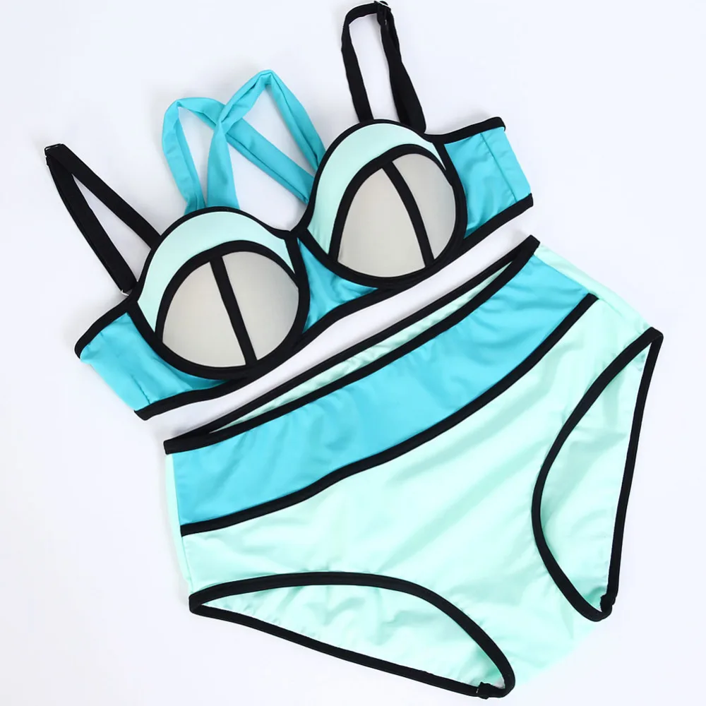 Европейский комплект бикини с высокой талией большого размера купальник для