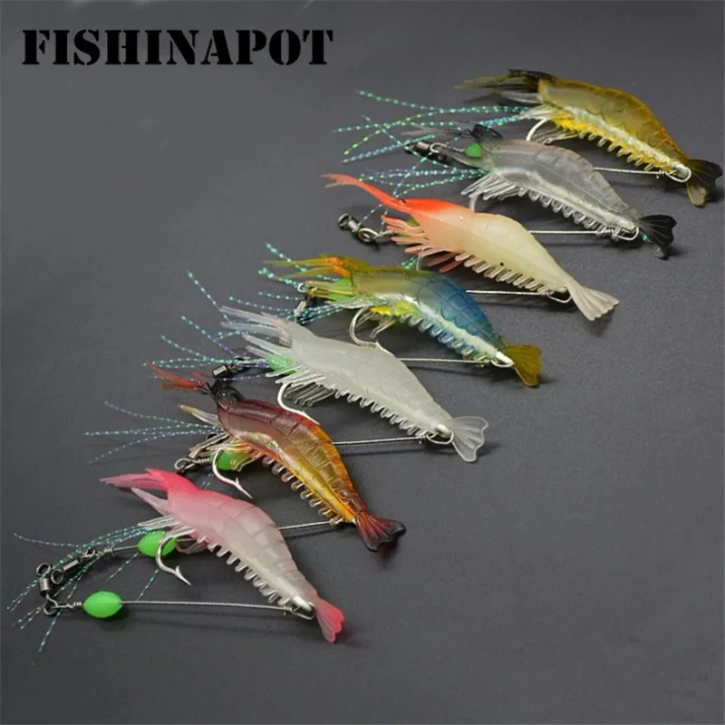 FISHINAPOT 1 шт. силиконовые светящийся креветки рыболовные приманки мягкие 8 см/5g