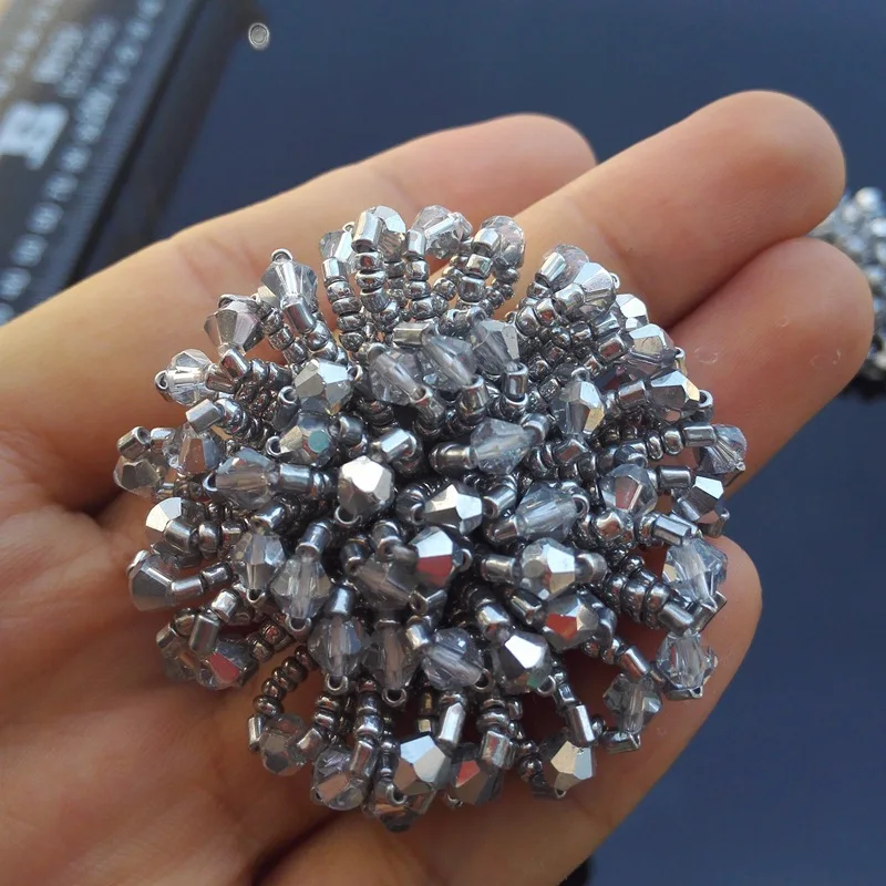 Блестки бисер серебро круглая нашивка аппликация ручной работы стразы для