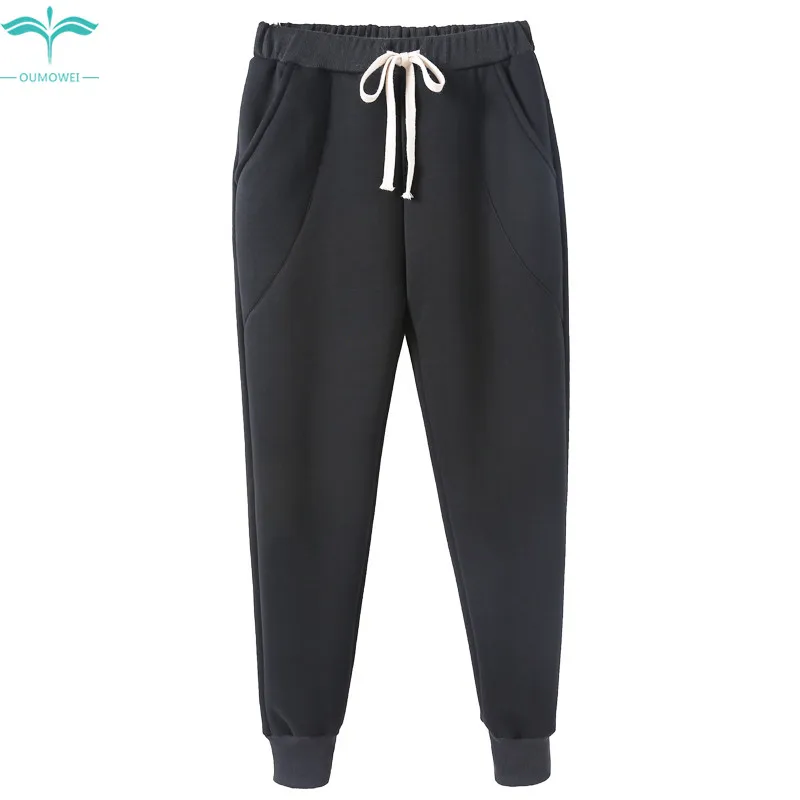 

OUMOWEI Women's Pants 2018 New Loose Sweatpants Solid Color Beam Foot Harem Pants Autumn Casual Trousers M To 6XL Size