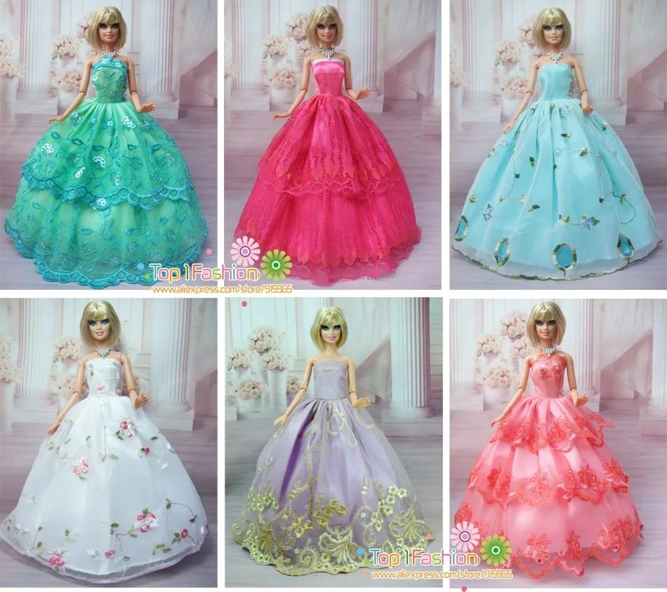 15items=5 Wedding Dress Princess Gown+5 shoes+5accessories Clothes Gown For Barbie doll | Игрушки и хобби