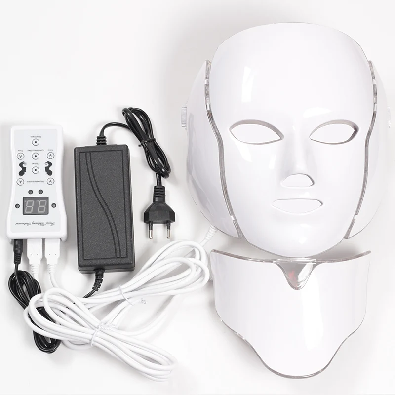 7 цветов светильник светодиодный маска для лица с омоложением кожи шеи уход за