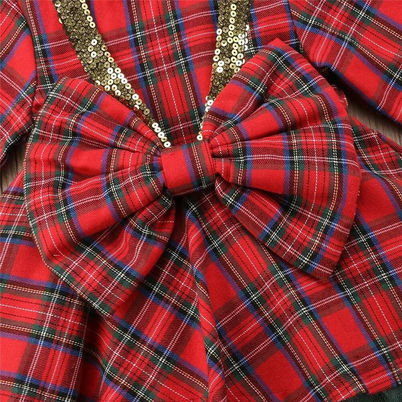 PUDCOCO Toddler Baby Girls Princess Plaid Tops Cotton Bow Clothes Child Girl Xmas Warm Outfits Set 1-6T |