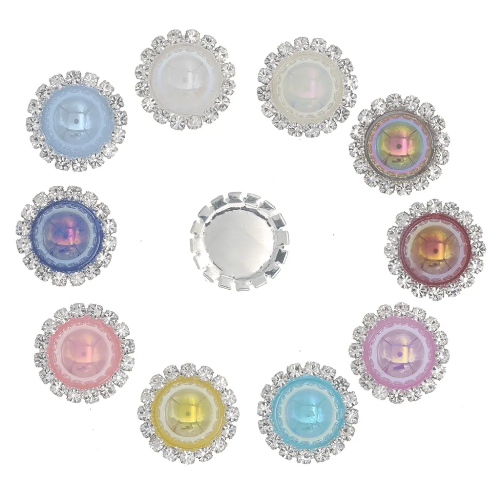 

Rhinestone Embellishments Buttons AB Pearl Rhinestone Brass Dress Applique Wedding Diy Flatback Strass Bouton For Craft Diamant
