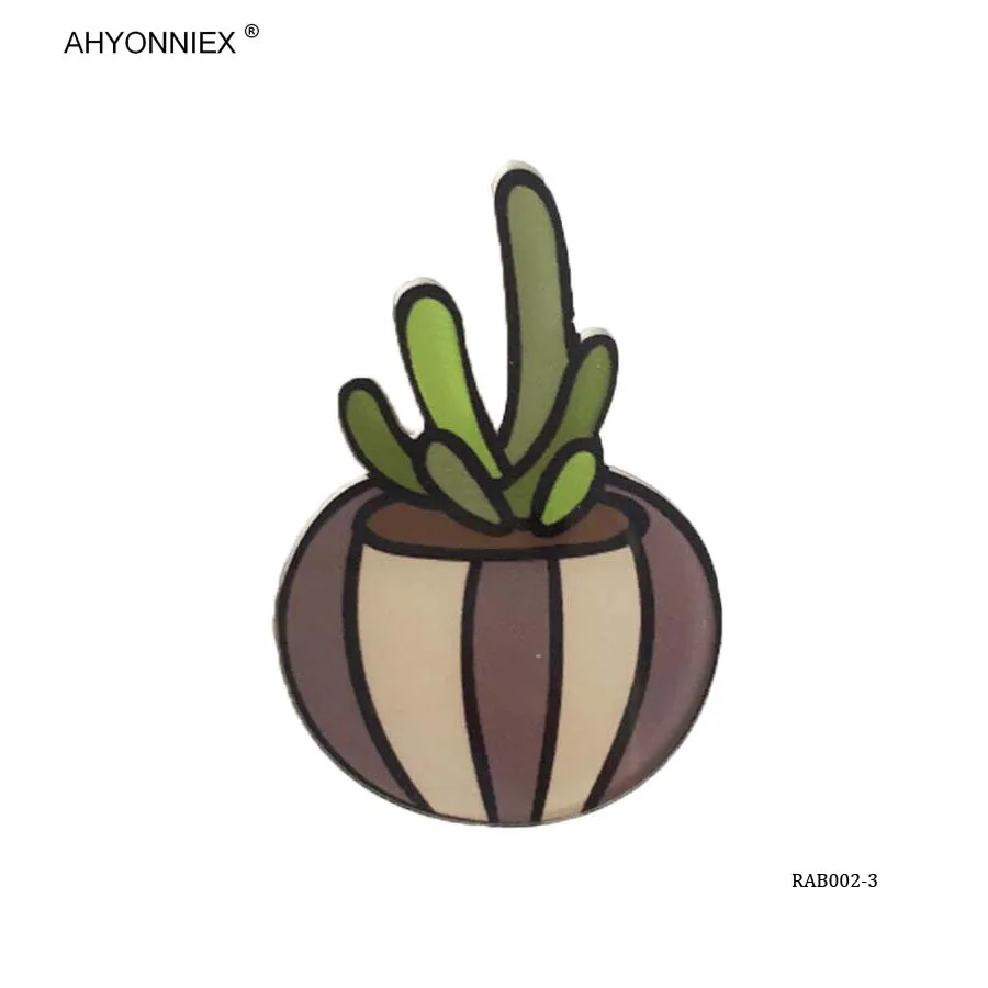 AHYONNIEX 1 шт. мультфильм кактус бонсай значки брошь акриловые Значки на рюкзак булавка, бейдж, украшение значки на одежду
