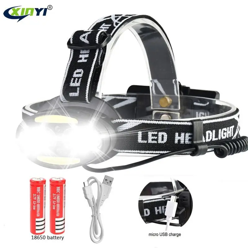 

Headlight 5000 Lumen headlamp 4* XM-L T6 +2*COB+2*Red LED Head Lamp Flashlight Torch Lanterna with battery charger