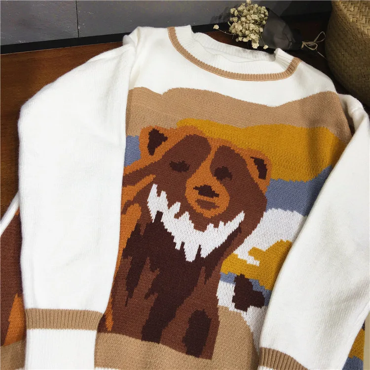 SaHezeng 2017 Autumn Winter Women Sweater Fashion Casual Pullover Tops Animal Bear Long Sleeve Knitted Sweaters S32 | Женская одежда