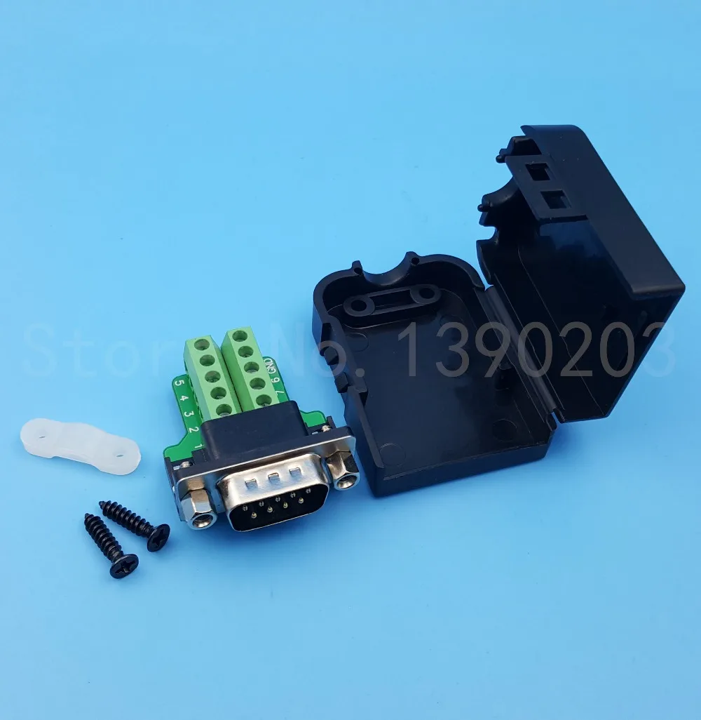 D-SUB DB9 Мужской 9Pin черная крышка гайка Тип Breakout терминалы доска разъем DIY вилки