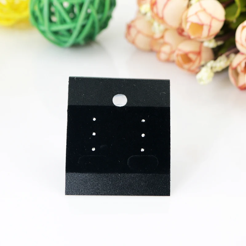 

Black Professional Jewelry Hang Tags 4.3*5.2cm 200pcs PVC Velvet Earring Ear Studs Holder Display Tags Jewelry Price Cards