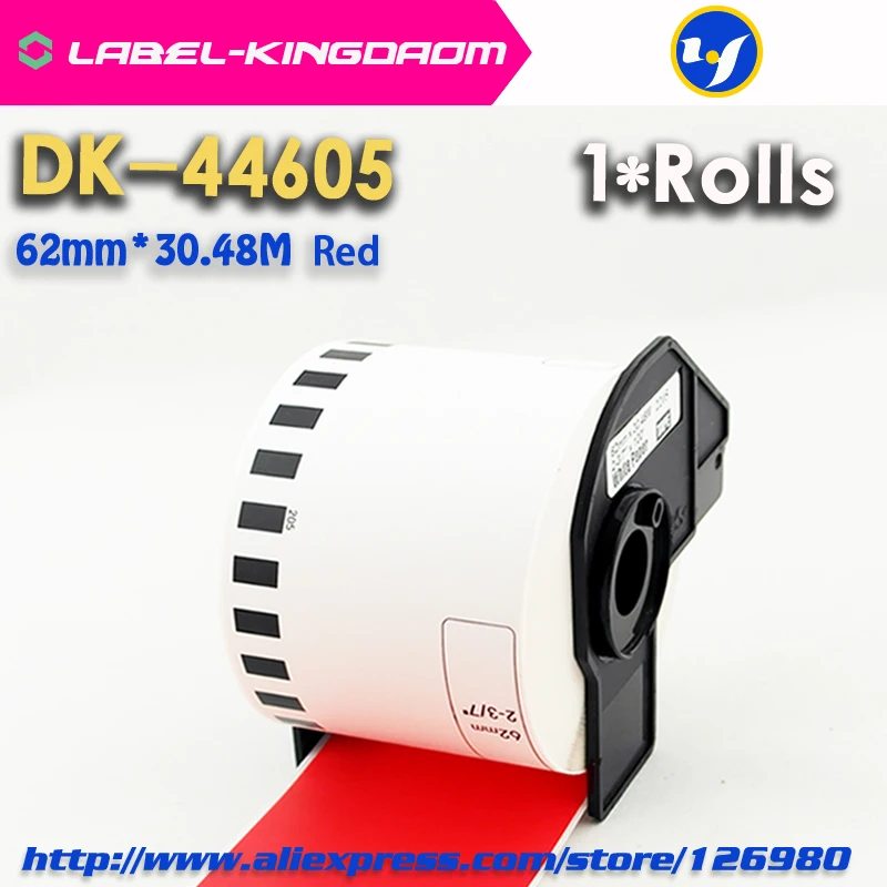 Этикетка Brother DK 44605 1 рулон 62 мм * 30 48 м красного цвета совместима с QL 570/700 все в