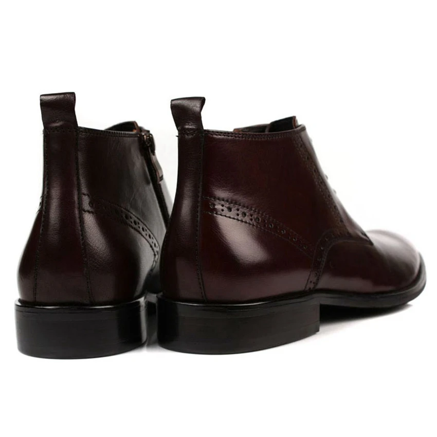 

Vintage Genuine Leather Men's Wingtip Brogue Ankle Boots Pointed Toe Carved High-Top Handmade Cowboy Riding Man Shoes YMX433