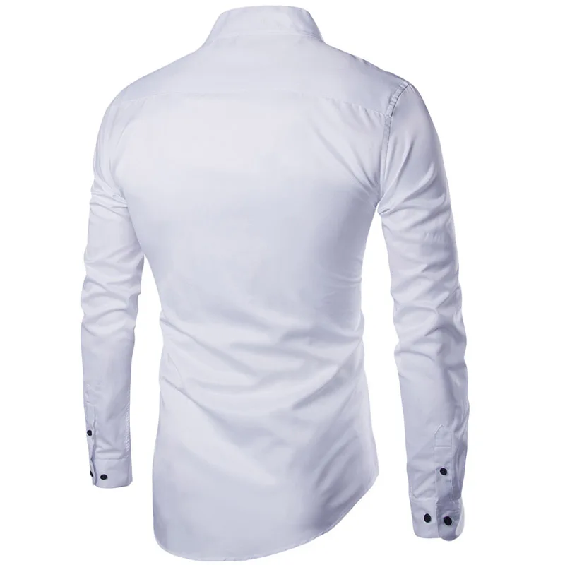 AOWOFS мужские рубашки Повседневное воротник-стойка Slim Fit с длинным рукавом Хенли