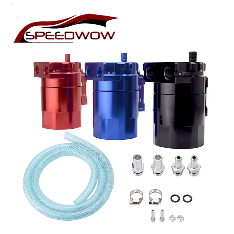 

SPEEDWOW Universal Aluminum Engine Oil Catch Reservoir Breather Tank Can Cylinder Oil Tank With Fittings