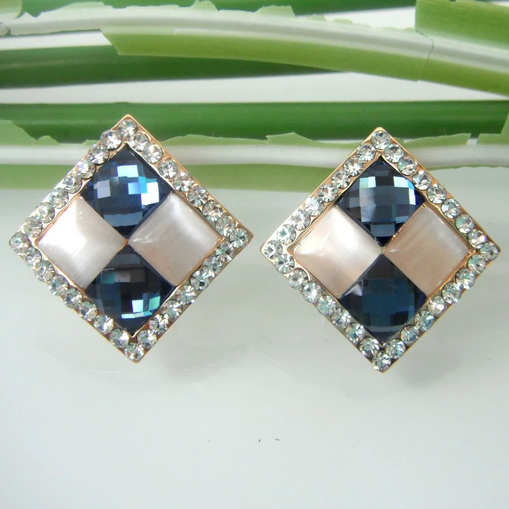 Navachi Желтые GP Кристальные квадратные опаловые синие серьги подставки