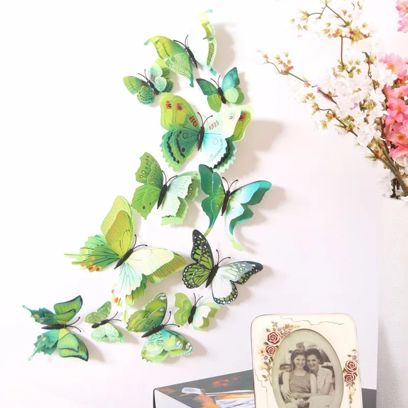 3D PVC Fridge Magnet Wall Stickers Simulation Butterfly Double Butterfly Magnet Butterfly Bright Set 12 Pack AB