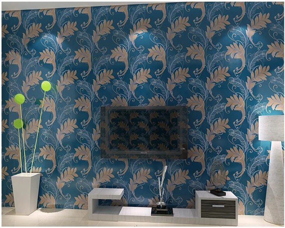 

beibehang papel de parede Simple Nonwovens 3d Wallpaper Peacock Hair Modern Bedroom Study Living Room TV Background Wallpaper