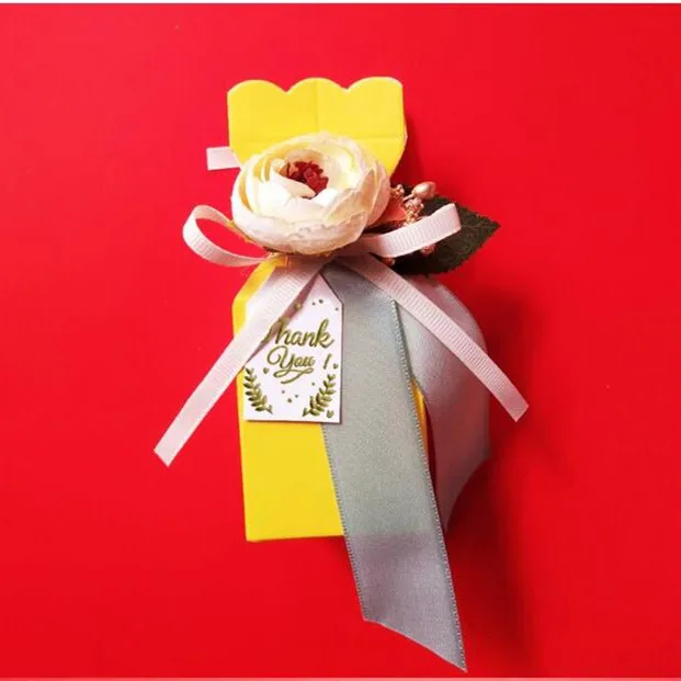 Free shipping vase shape wedding paper box with flower and ribbon chocolate boxes YWMB20 | Дом и сад