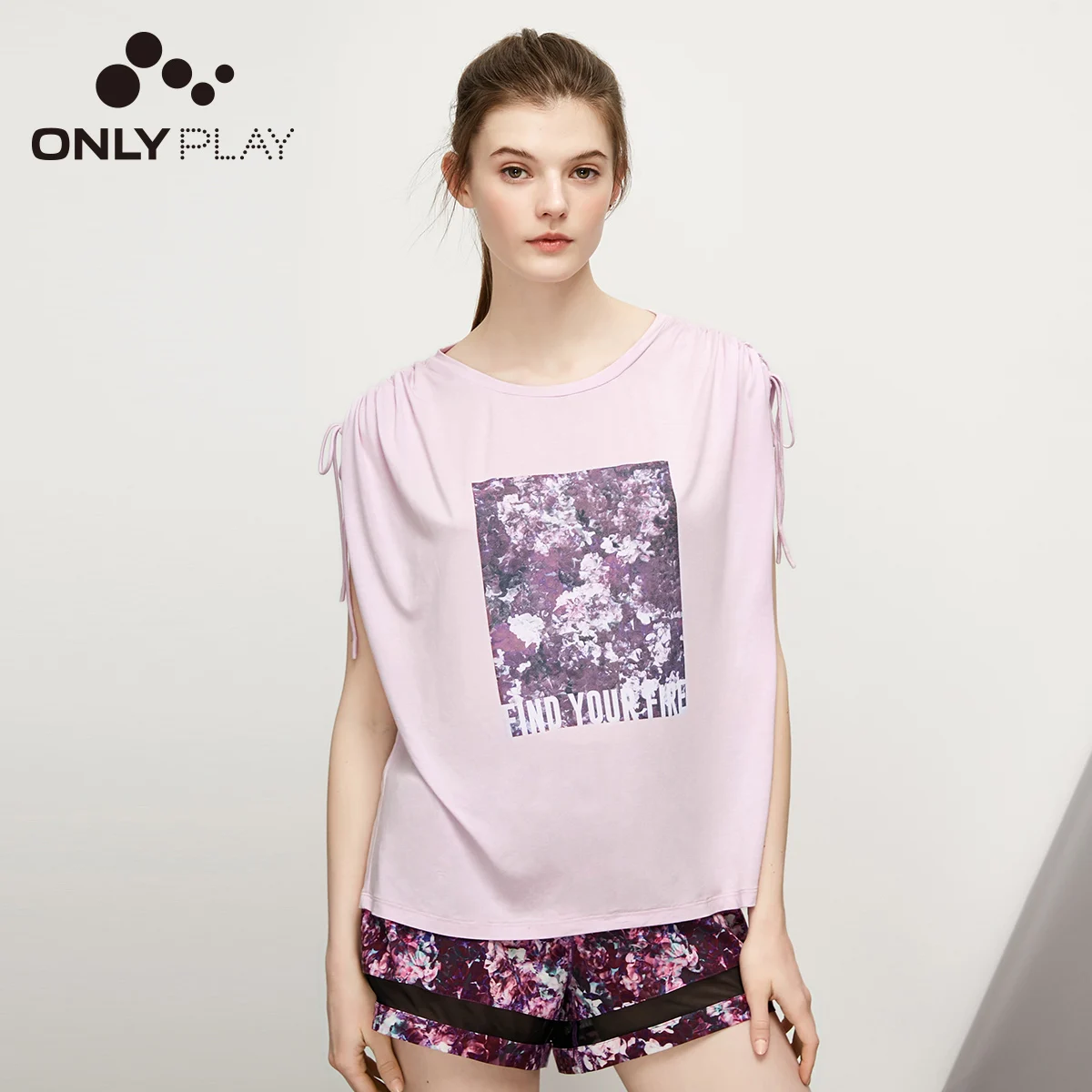 ONLY ONLYPLAY женская летняя свободная футболка с круглым вырезом и короткими рукавами | 119101628 - Color: Misty Lilac