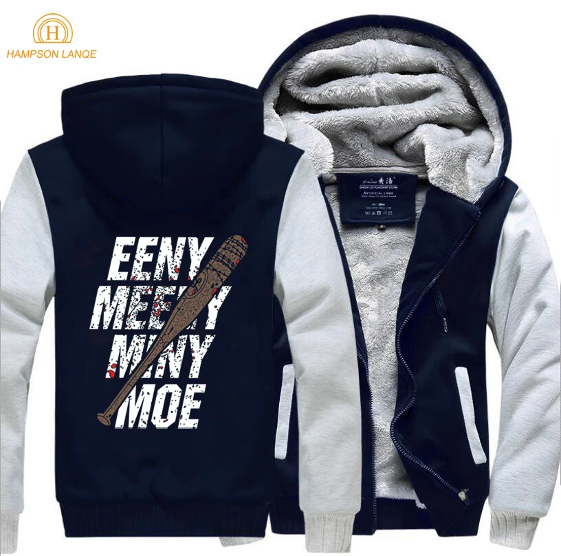 The Walking Dead Eeny Meeny Miny Moe Negan Lucille Zombie Zipper Hoodies Men 2019 Winter Warm Men's Sweatshirts Thick Jacket | Мужская