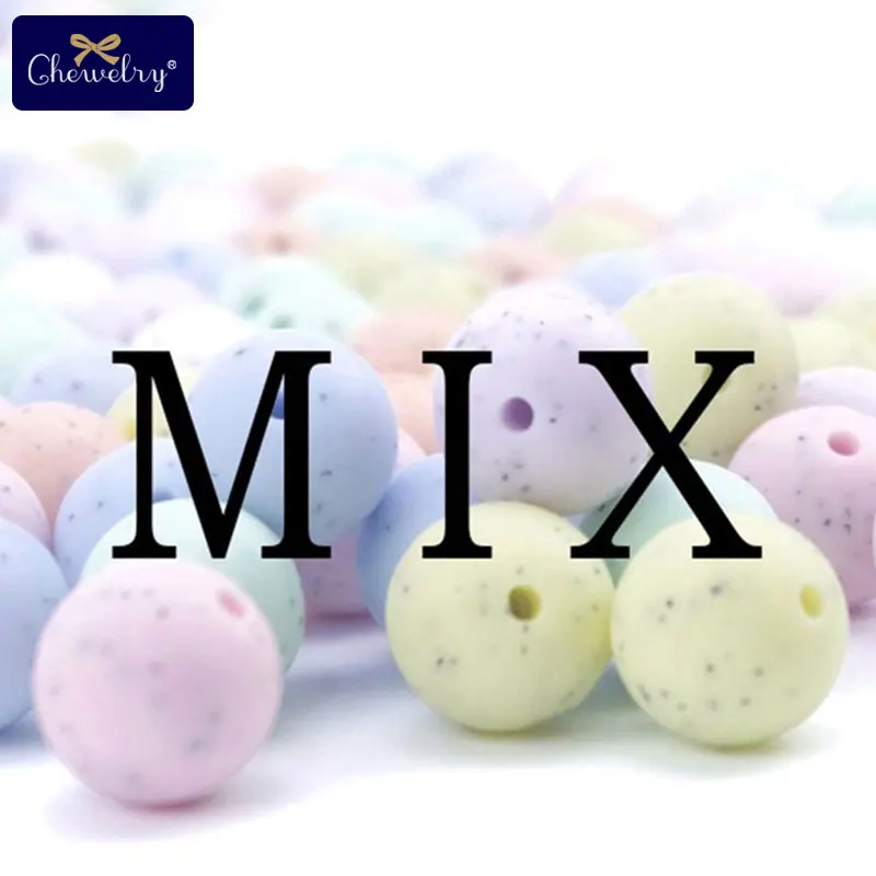Mix Beads 30 шт. 12 мм Силиконовые бусы для прорезывания зубов жевательные круглые кунжута Бусины Пищевой класс детский Прорезыватель для ношения на цепочке Perle Силиконовые DIY пустышки цепи игрушки - Цвет: Mix Beads