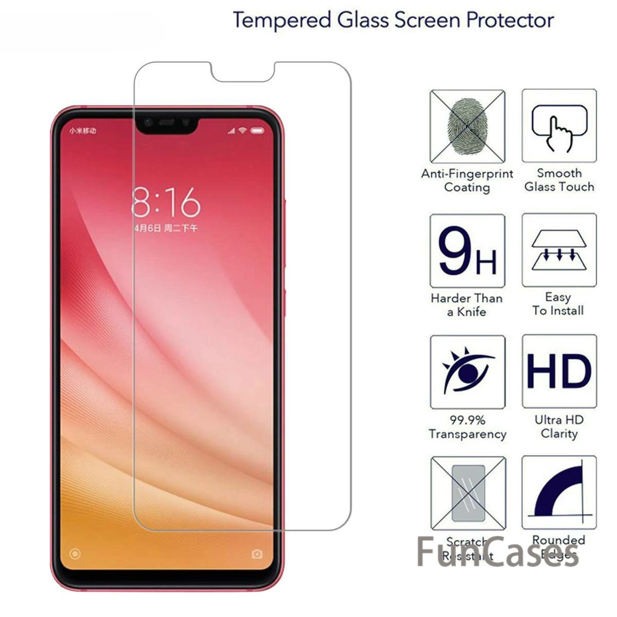 

Tempered Glass For Xiaomi Mi8 SE Mi A1 8 Lite 8 Pro Mi5X Mi6X Pocophone F1 Redmi 6 Pro Screen Protector Toughened Film 9H 2.5D