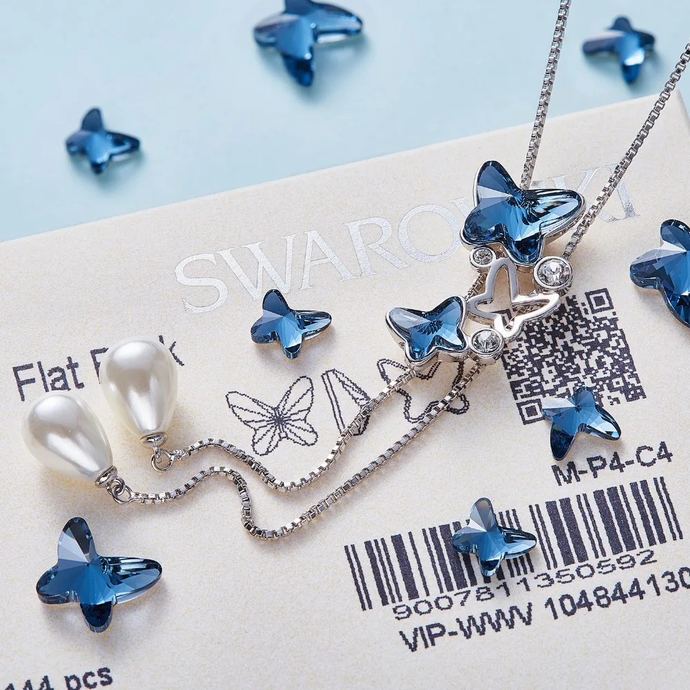 Cdyle Women Pendant Necklace Butterfly Long Embellished with crystal Jewelry Gift For Girl | Украшения и аксессуары