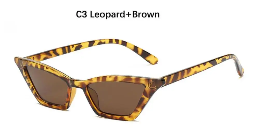 C3 leopard brown 10 шт. винтажные Cateye солнцезащитные очки женские классические брендовые дизайнерские узкие очки ретро женские красные солнечные очки роскошные черные очки - Цвет линз: C3 leopard brown