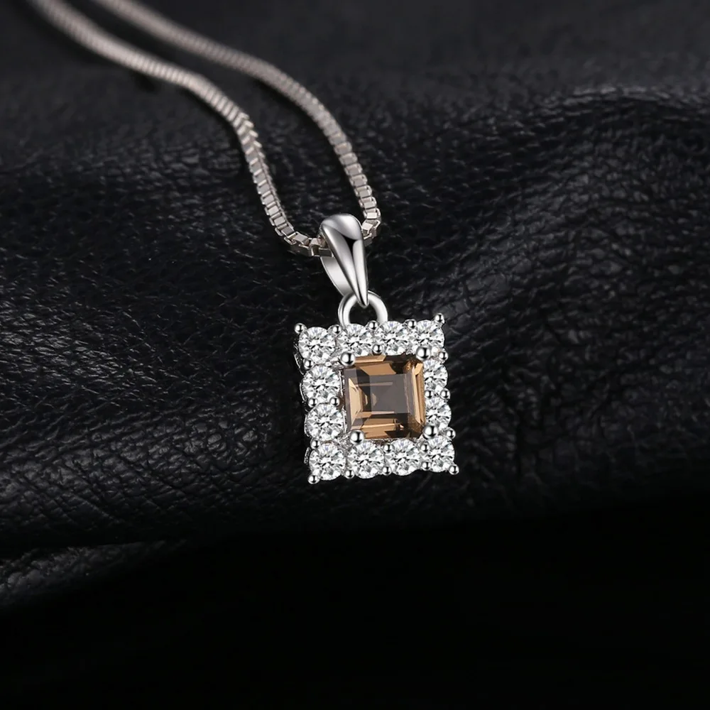 Jewelrypalace бренд классический 0.6 КТ площадь-cut подлинная дымчатый кварц Halo Подвески