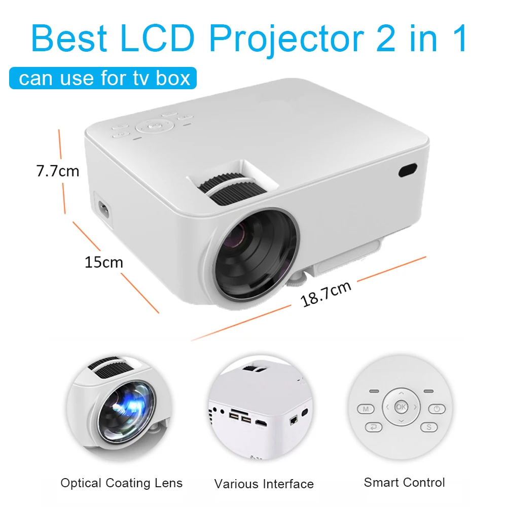 Проектор Wi Fi светодиодный мини Projecto ЖК дисплей Android 4.4 Bluetooth R Дисплей 120 ''для