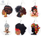 Винтажные серьги SOMESOOR, африканские деревянные ювелирные изделия с принтом, образованные натуральные королевские африканские волосы, женские обручи с рисунком, 6 пар