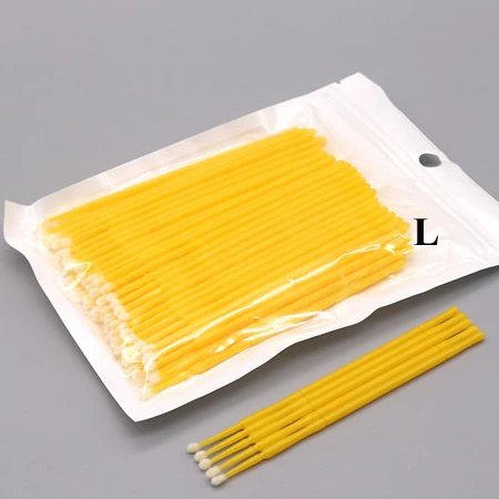 yellow 100 шт./упак. одноразовые кисти для макияжа Набор с тампоном для microbrushes клей для наращивания ресниц Инструменты ресниц удаление инструмент не оставляет ворсинок - Цвет: yellow