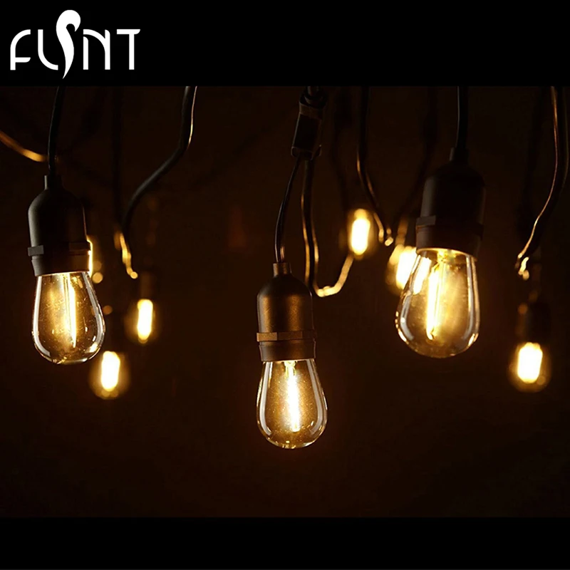15m retro LED filament S14 G45 bulb light string US plug outdoor waterproof courtyard Christmas decorative lamp garden IP65 | Освещение