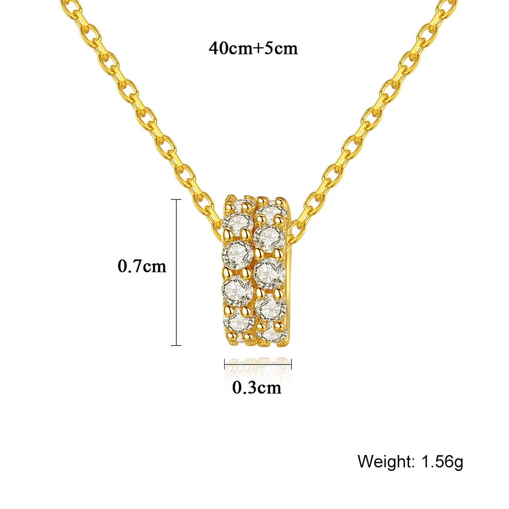 Female Wings 925 Sterling Silver Double Row Full Zirconium Pendant Necklace Plated 18K Real Gold Clavicle Chain FN037 | Украшения и