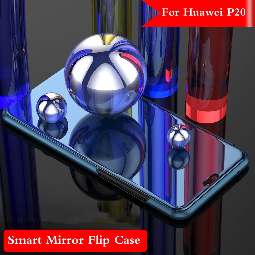 Зеркальный прозрачный умный флип чехол для Huawei P20 Pro Mate 10 9 P10 lite P8 Lite 2017 подставка