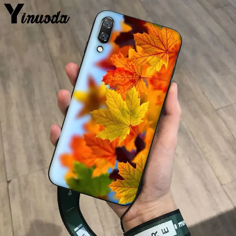Yinuoda выпадающий лист клена ТПУ черный чехол для телефона Huawei P9 P10 Plus Mate9 Mate10 Lite P20 Pro