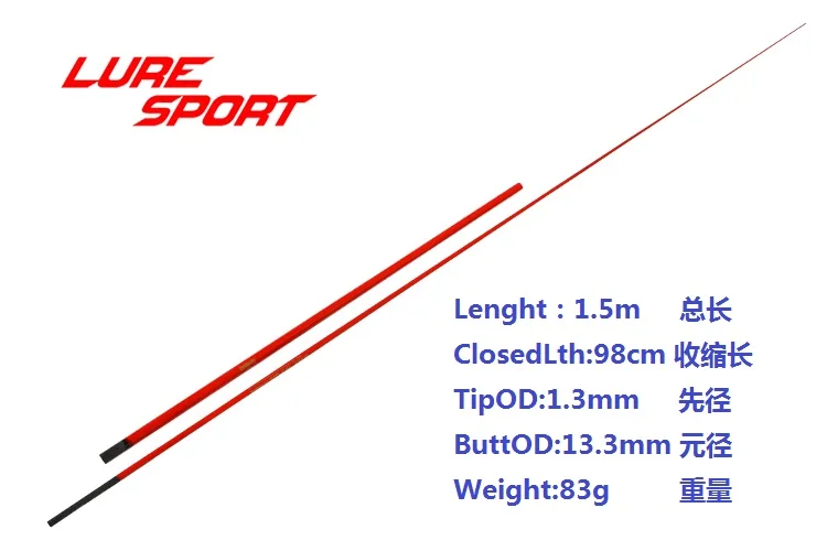 LureSport 2 набора Красной краски 1,5 м 1,68 м Пустые твердые стекловолокно наконечник покрытие углерода 1,5 секций стержень строительный компонент ремонт DIY