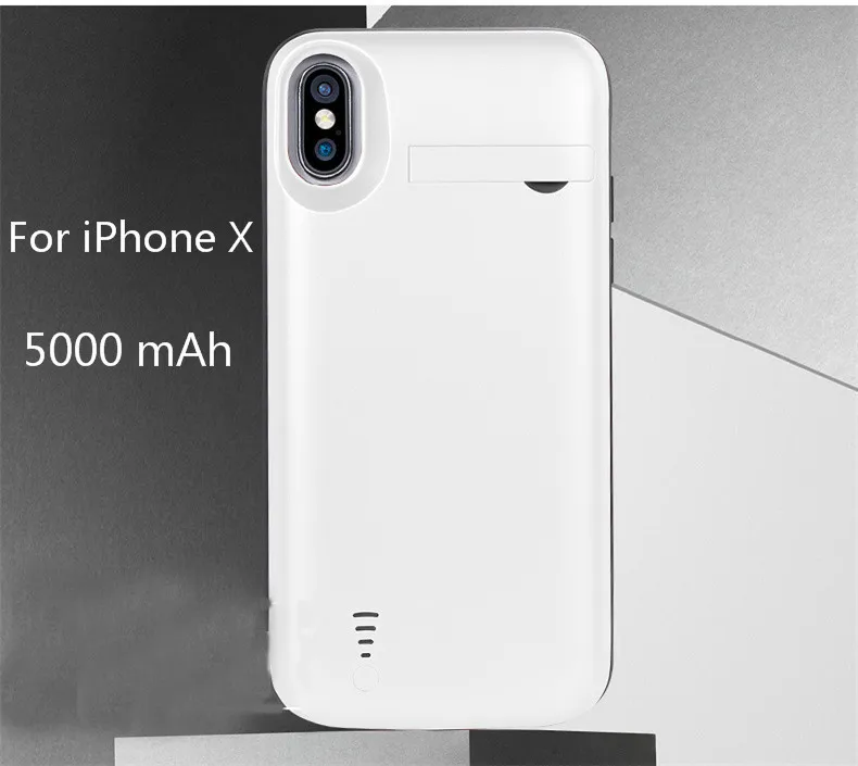 Чехол для аккумулятора 8000 мА/ч для iPhone 6, 6 S, 7, 8 Plus, запасной внешний аккумулятор, чехол для зарядки iPhone X, 5000 мА/ч, чехол для зарядного устройства - Цвет: iX White