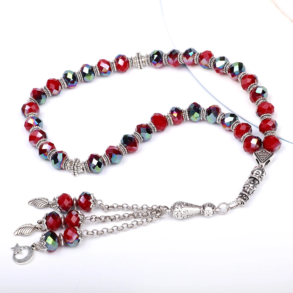 Магазин Tasbih горячая Распродажа блестящее 10 мм красное покрытие rondelle Хрустальное