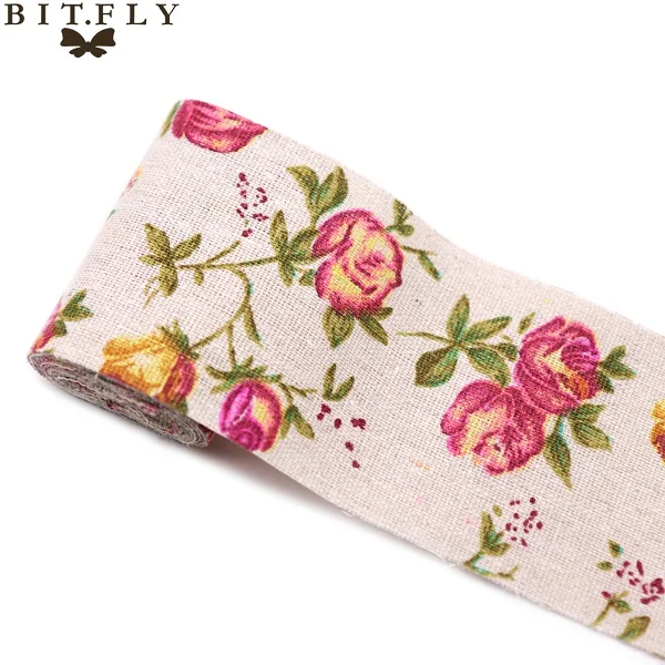 BITFLY 1 шт. свадебное украшение печатная хлопковая льняная лента ручной работы подарочная упаковка рождественские украшения своими руками ткань швейная лента - Цвет: Rose