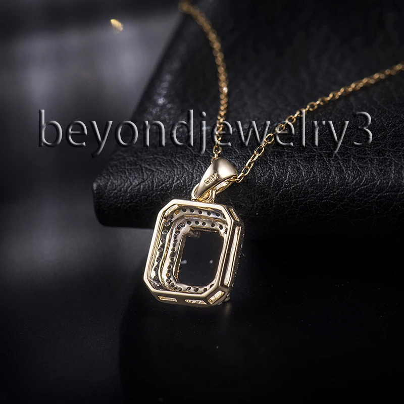 Женский кулон с изумрудной огранкой 6x8 мм из желтого золота 14 к 2T018 | Украшения и