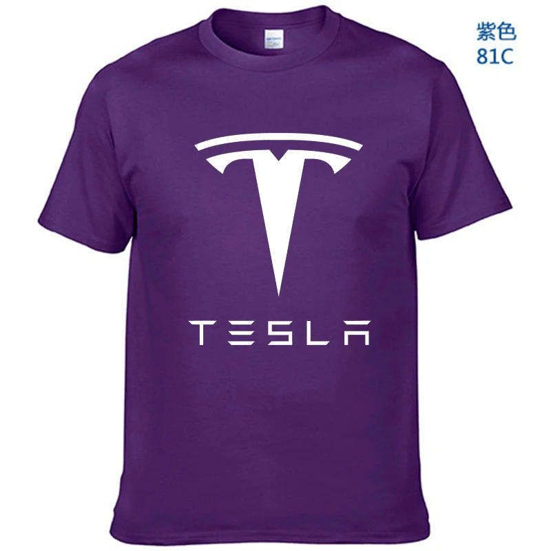 2018 Новые мужские футболки Tesla с коротким рукавом и круглым вырезом хлопковые