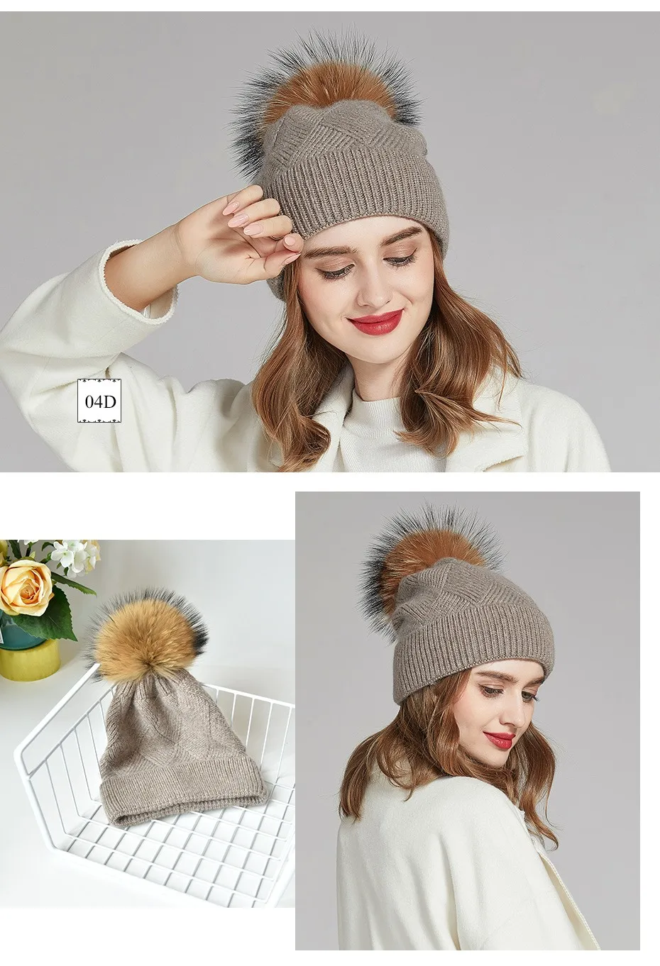 ENJOYFUR зима натуральный мех Pom Hat для Для женщин толстый теплая шерсть шапки леди шляпу громоздкая шапочки меховая шапка женская